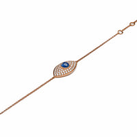 Thumbnail for Bracelets Evil Eye Blue Sapphire Pave Set Diamond Rose Gold Chain Bracelet Wrist Aficionado