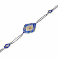 Thumbnail for Bracelets Evil Eye Pave Set Blue Sapphire and Diamond White Gold Chain Bracelet Wrist Aficionado