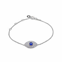 Thumbnail for Bracelets Evil Eye Pave Set Blue Sapphire and Diamonds White Gold Chain Bracelet Wrist Aficionado