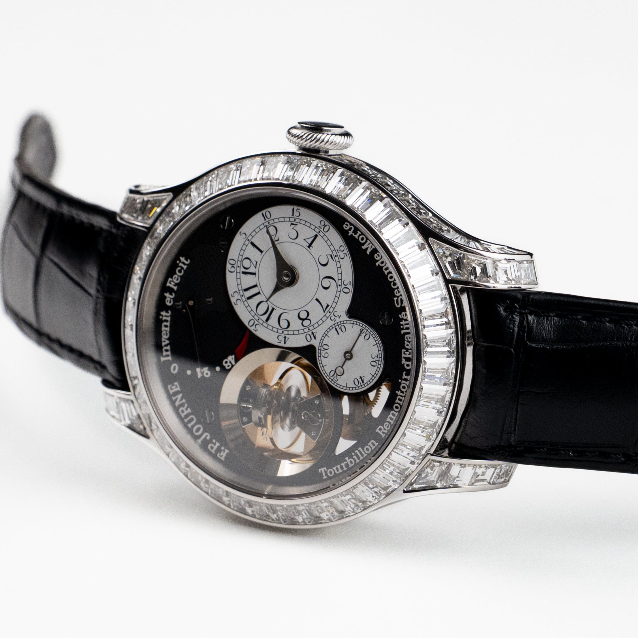 F.P.Journe Tourbillon Souverain Joaillerie Diamants Ref. TVJ Platinum Black Dial Diamond Bezel