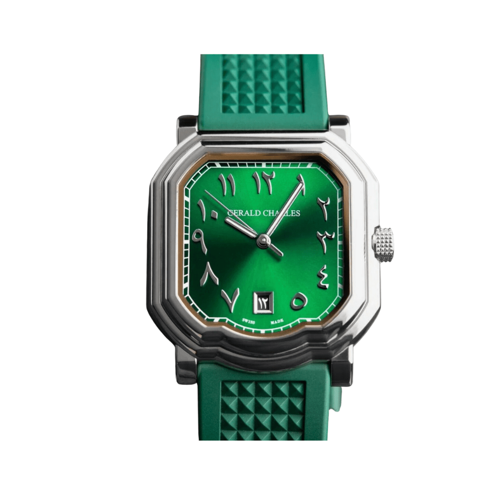 グランオルカGP-02 GR - Men's green quartz chronograph watch - Black PVD 39 mm