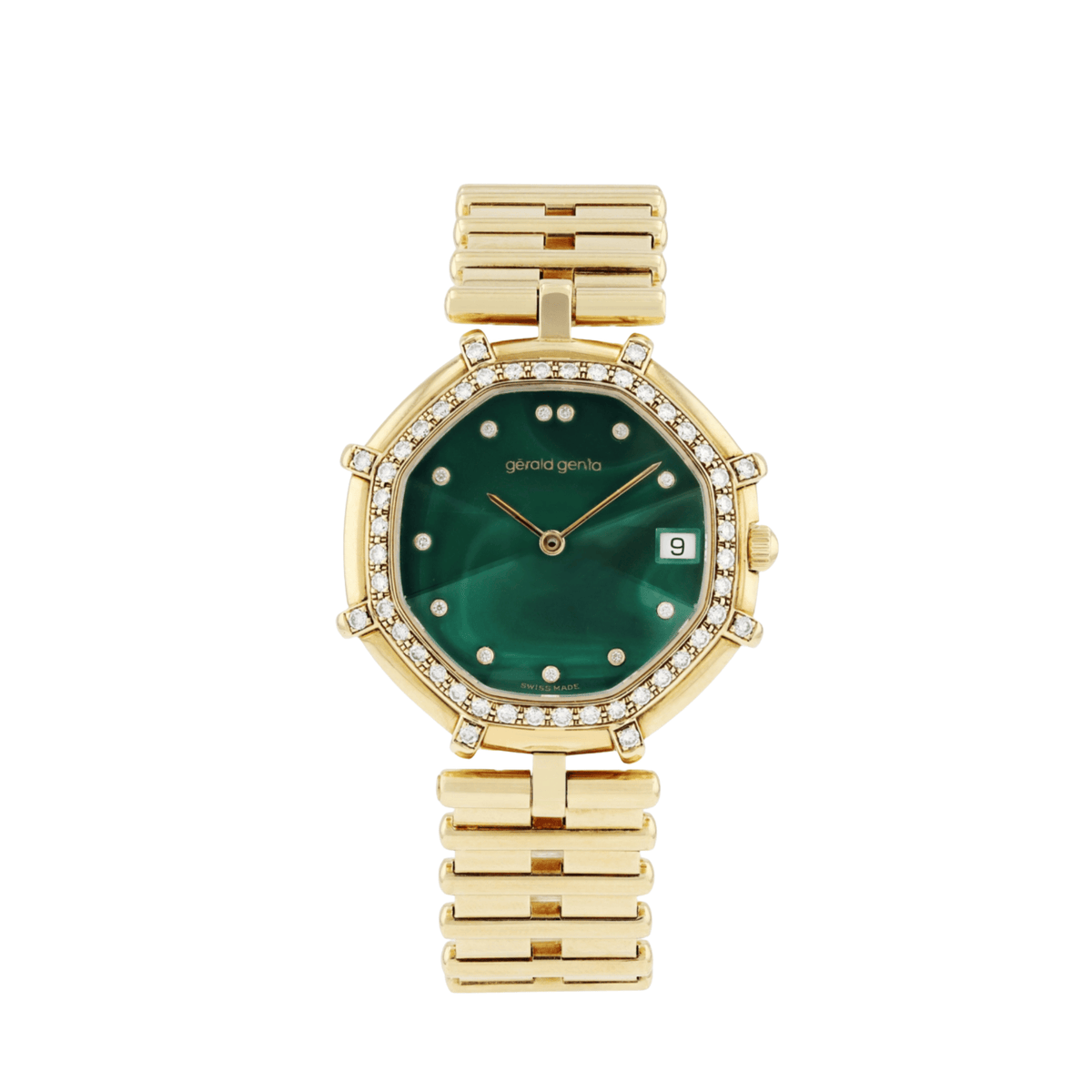 Gérald Genta Success G2850.7 'Ladies' Yellow Gold Malachite Diamond Dial Diamond Bezel