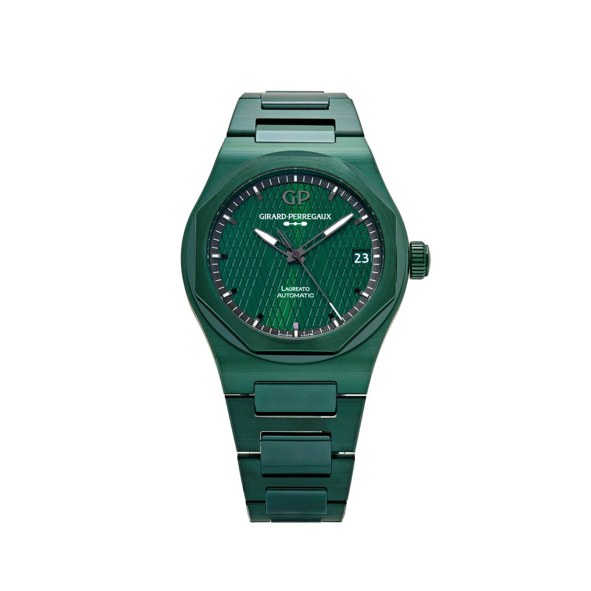 Girard Perregaux Laureato 81010-32-3081-1CX Ceramic Green Dial Aston M ...