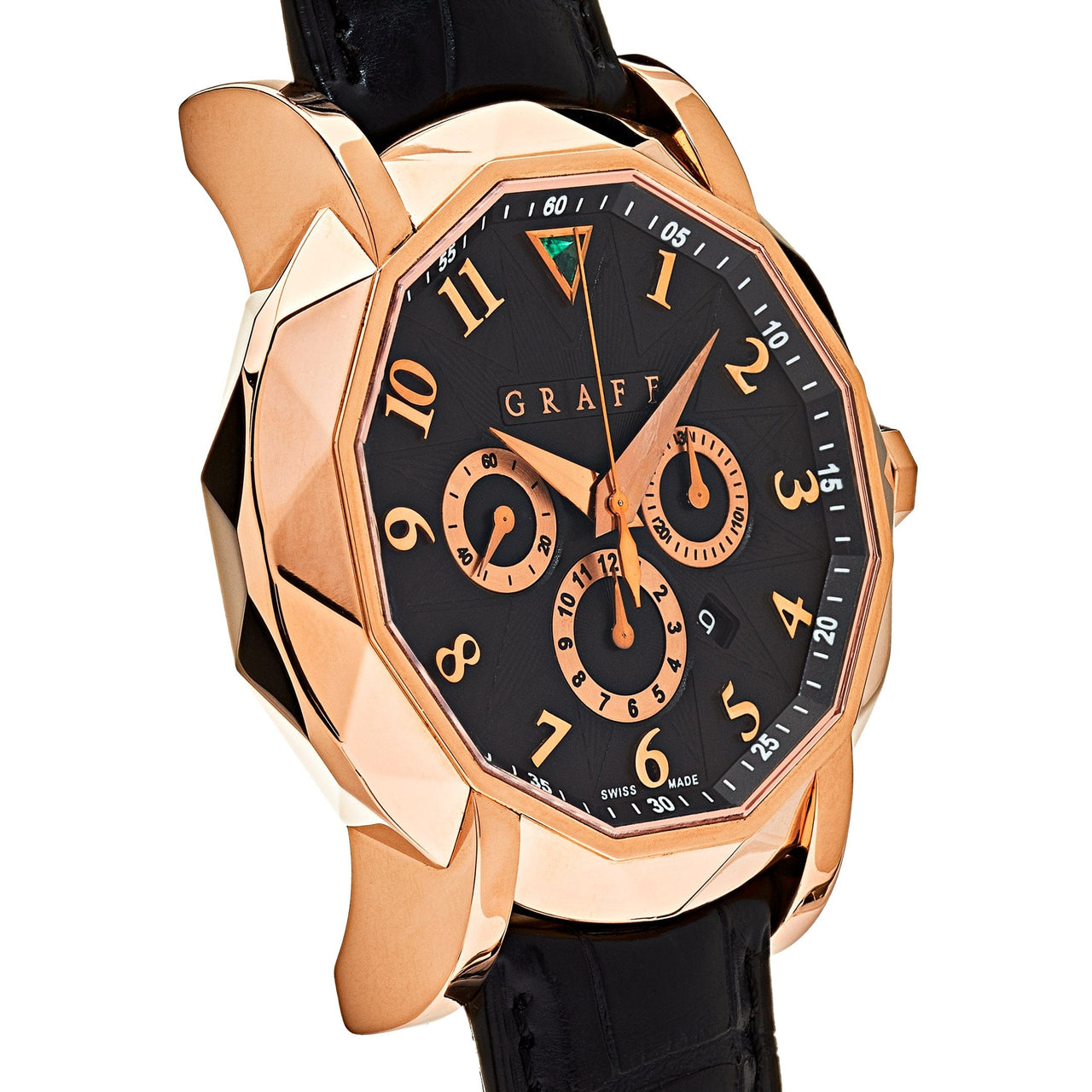 Luxury Watch Graff Chronograph 42mm Rose Gold Black Dial Limited to 500pcs CG42PGB Wrist Aficionado