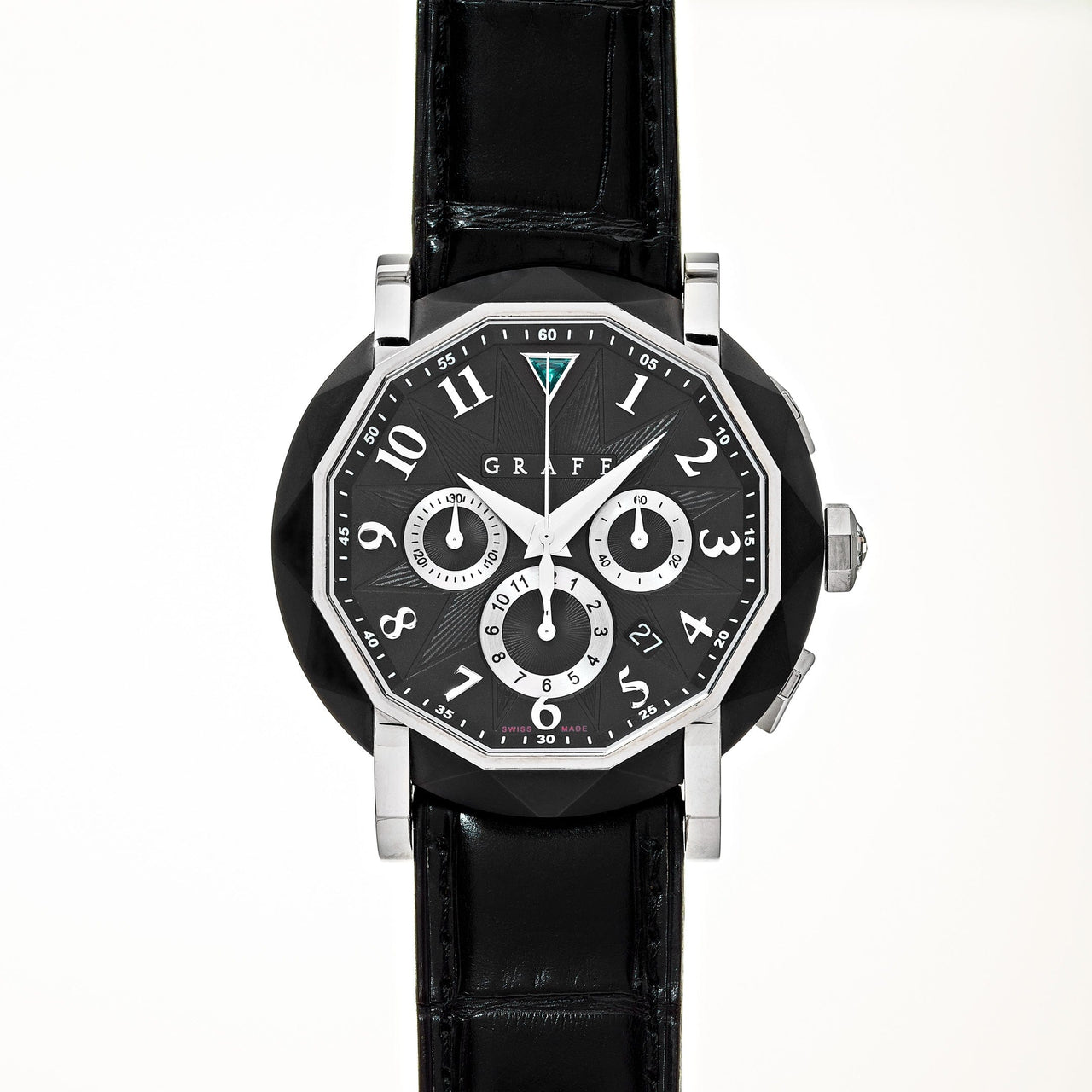 Luxury Watch Graff Chronograph 45mm White Gold DLC-Coated Steel Black Dial Limited to 300pcs CG45DLCWGB Wrist Aficionado