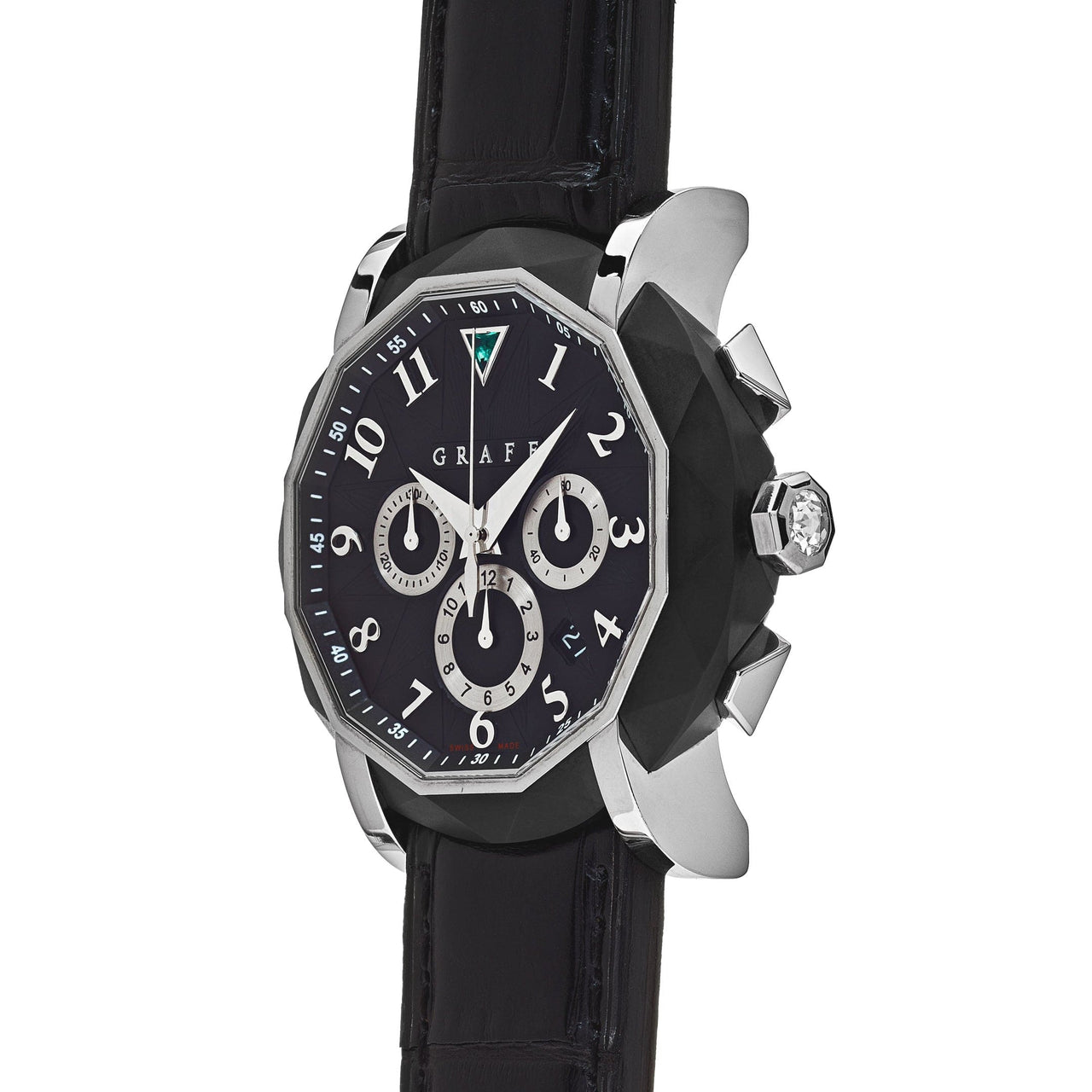 Luxury Watch Graff Chronograph 45mm White Gold DLC-Coated Steel Black Dial Limited to 300pcs CG45DLCWGB Wrist Aficionado