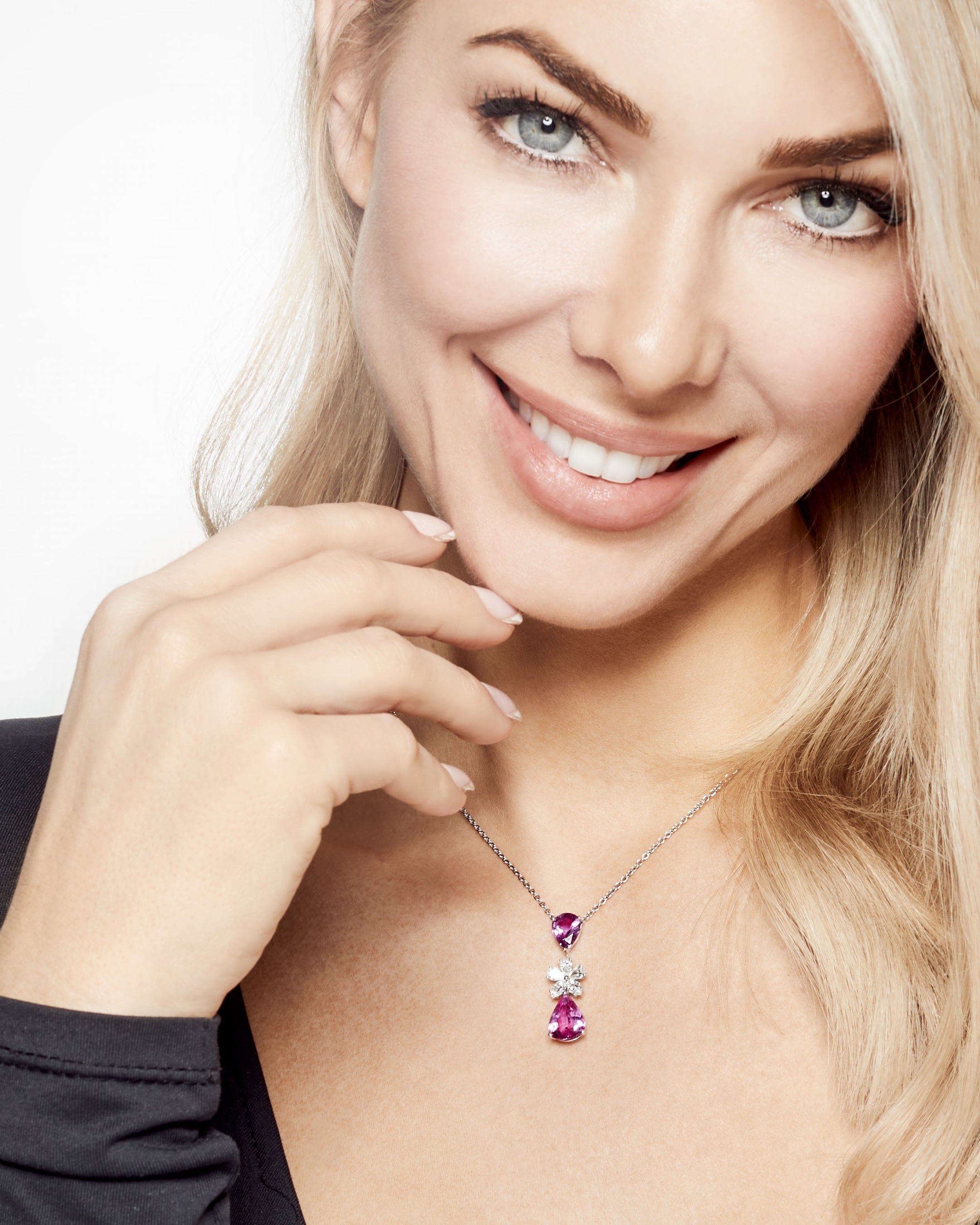 Necklace Graff Pink Sapphire and Diamond Flower Motif Pendant Necklace Wrist Aficionado