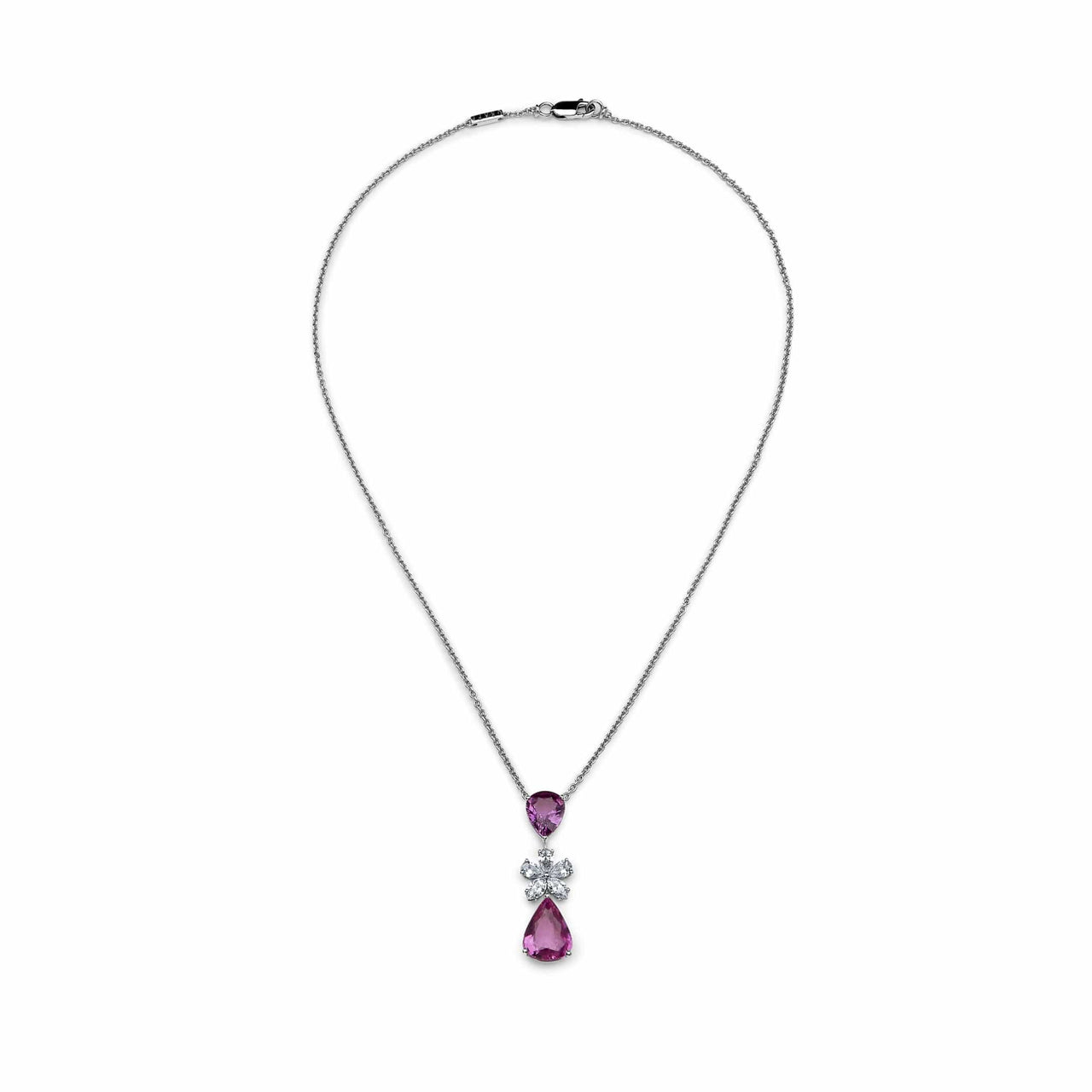 Necklace Graff Pink Sapphire and Diamond Flower Motif Pendant Necklace Wrist Aficionado