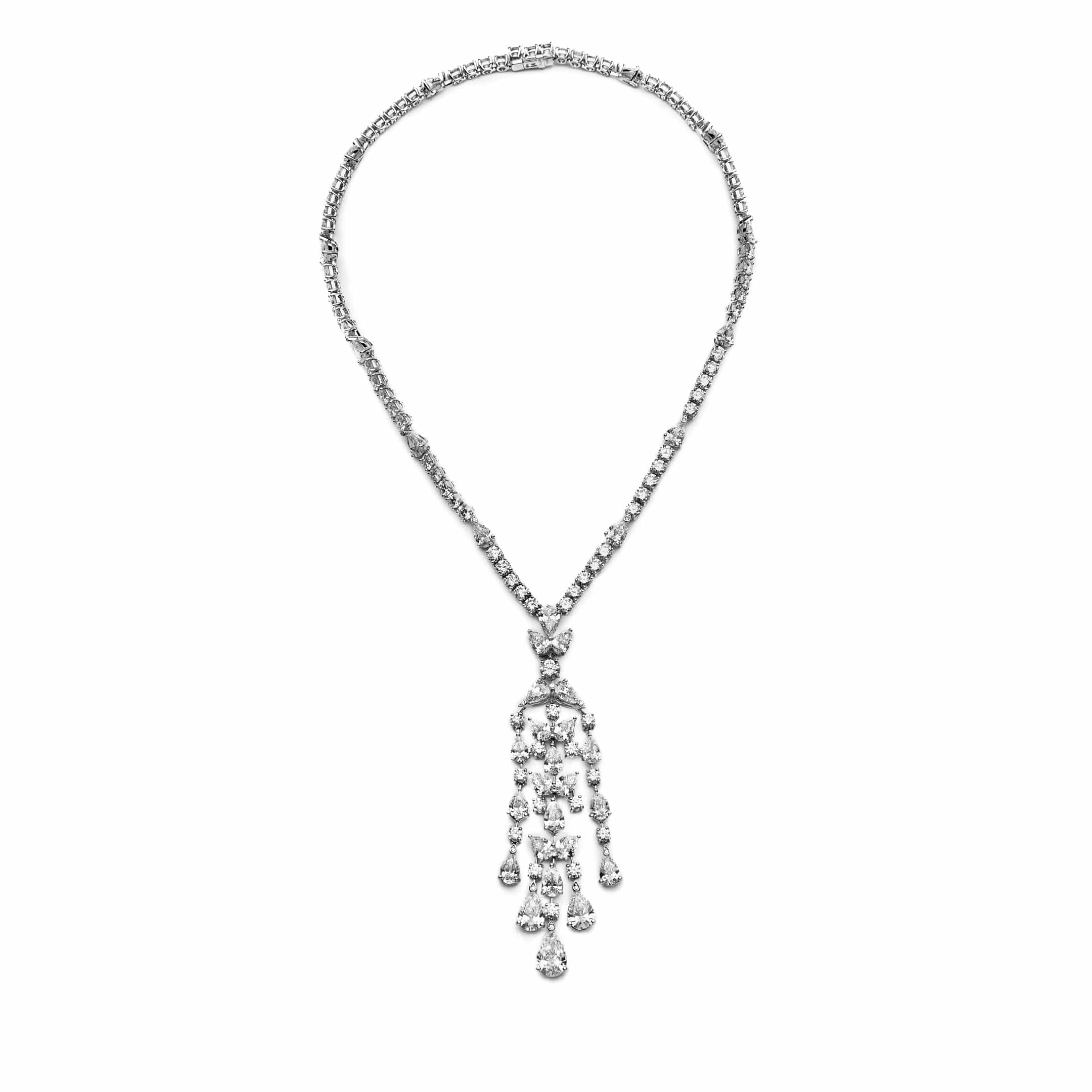 Necklace Graff Platinum and White Gold Diamond Knifebar Chandelier Necklace TTW 36.61ct Wrist Aficionado