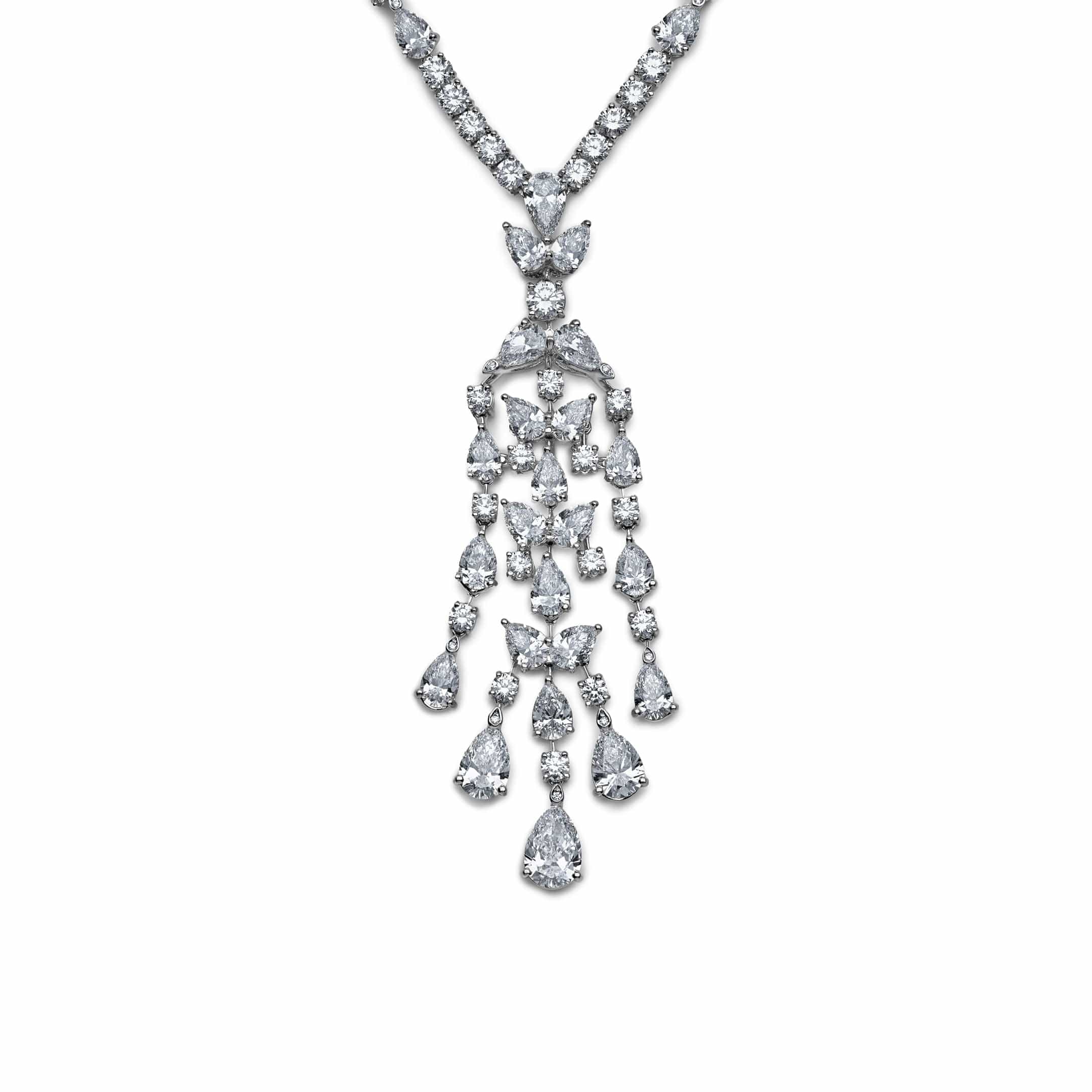 Necklace Graff Platinum and White Gold Diamond Knifebar Chandelier Necklace TTW 36.61ct Wrist Aficionado