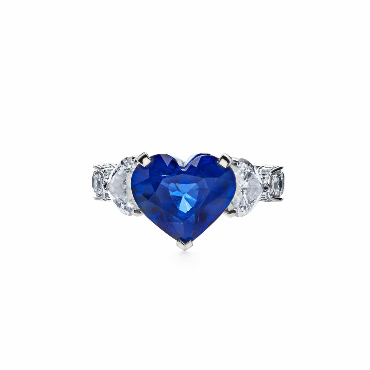 Rings Graff Platinum Heartshape Blue Sapphire and Diamond Promise Ring Wrist Aficionado