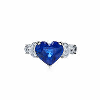 Thumbnail for Rings Graff Platinum Heartshape Blue Sapphire and Diamond Promise Ring Wrist Aficionado