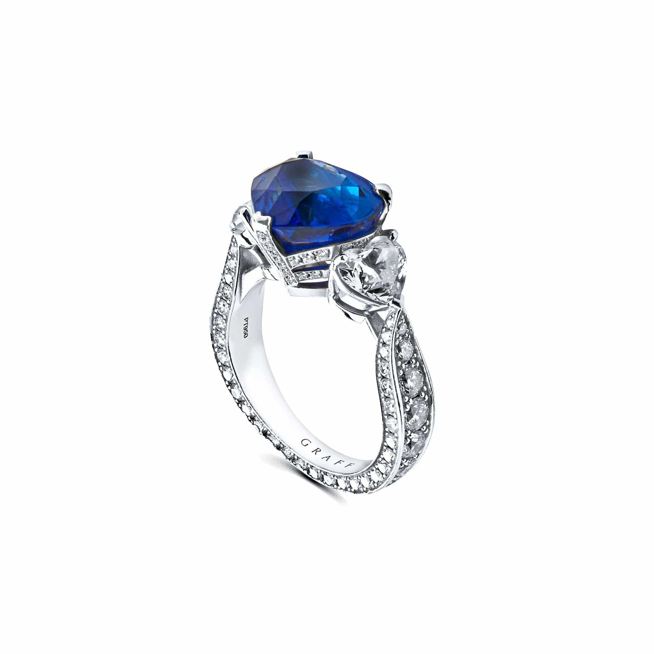 graff platinum heartshape blue sapphire and diamond promise ring graff