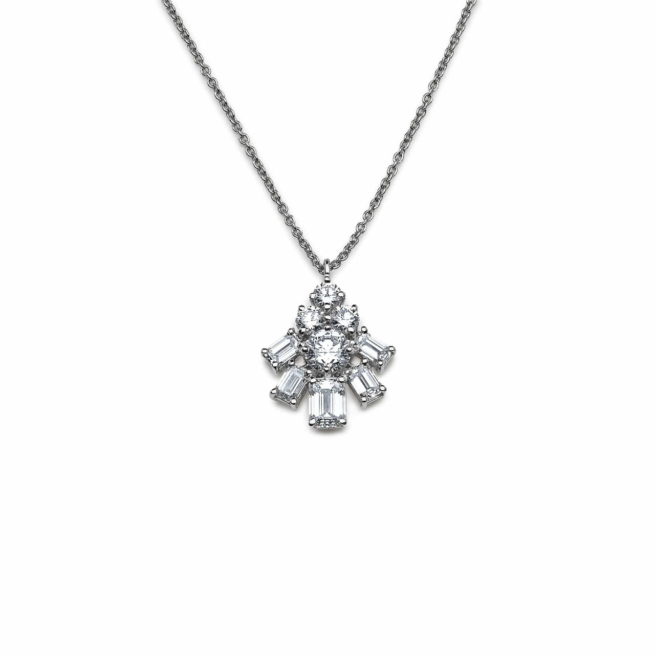 Graff White Emerald Cut and Round Diamond Pendant Necklace – Wrist
