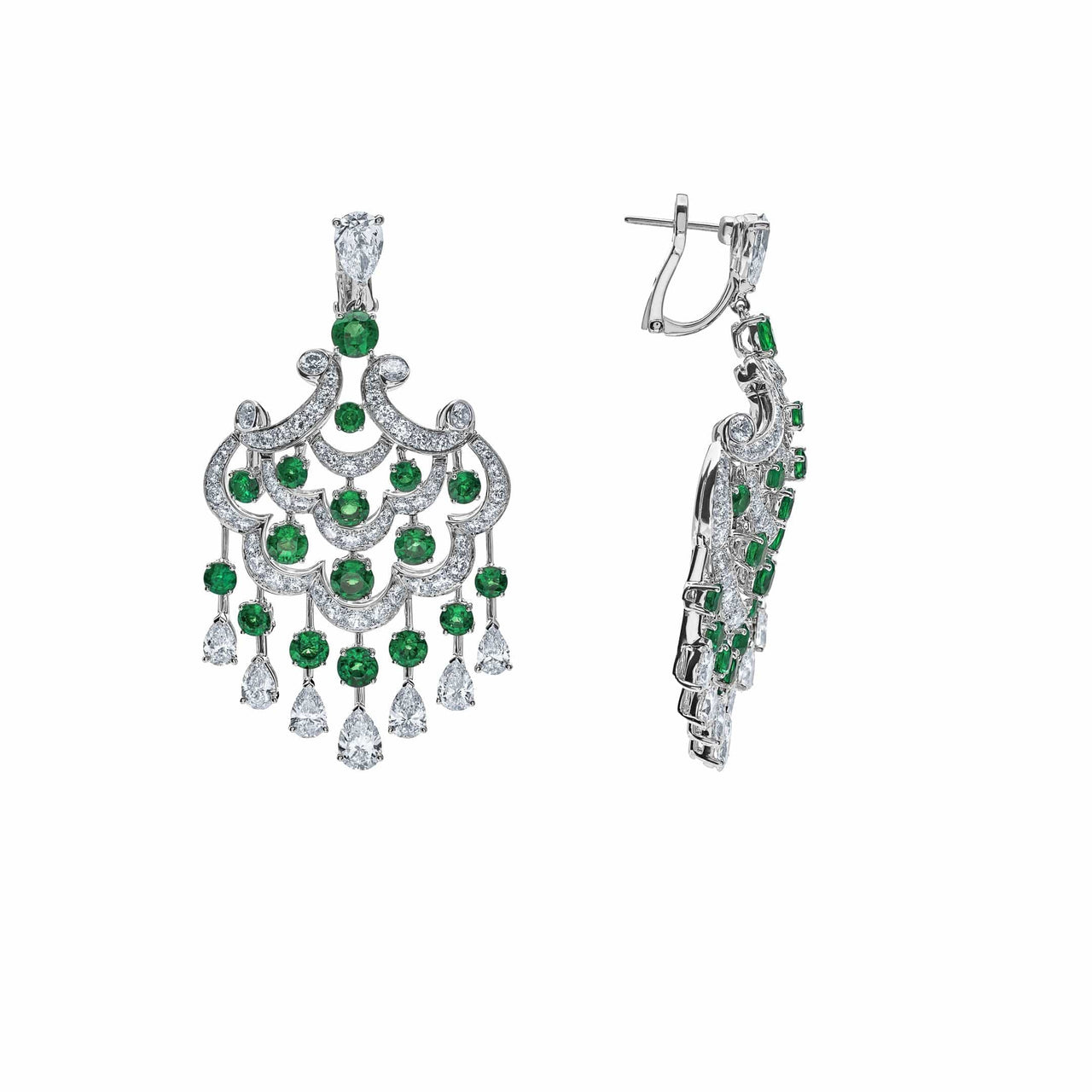 Earrings Graff White Gold Diamond and Emerald Chandelier Earrings Wrist Aficionado