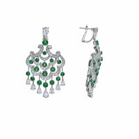 Thumbnail for Earrings Graff White Gold Diamond and Emerald Chandelier Earrings Wrist Aficionado