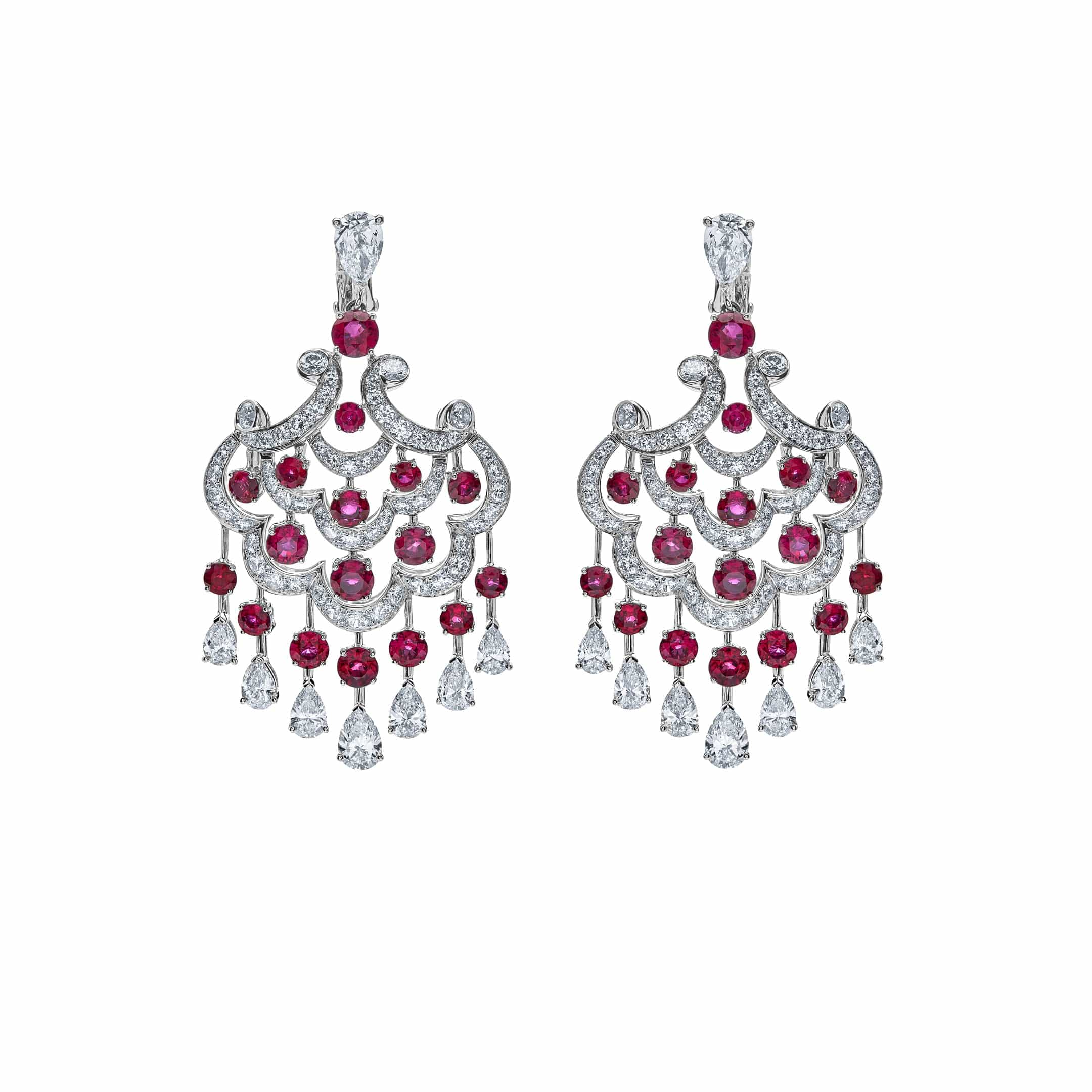 Earrings Graff White Gold Ruby and Diamond Chandelier Earrings Wrist Aficionado