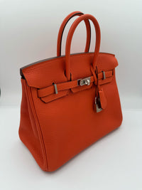 Thumbnail for Hermès Birkin 25 Orange Togo Leather Palladium Hardware