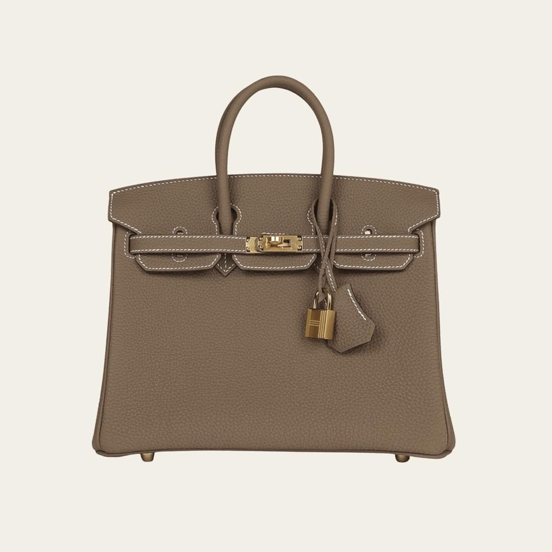 Hermès Etoupe Birkin 25 Togo Gold Hardware