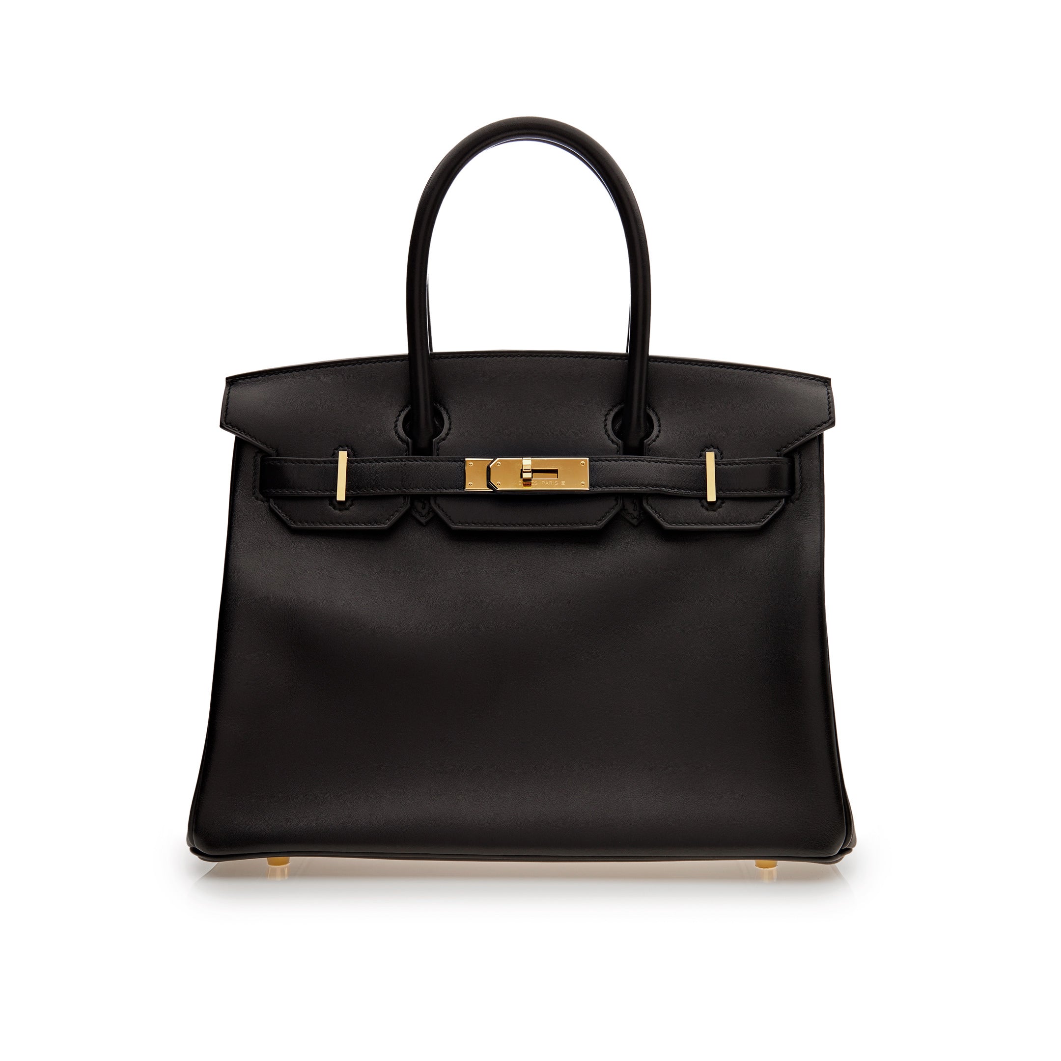 Hermes Birkin 30 Black Box Leather Gold Hardware Wrist Aficionado