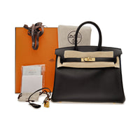 Thumbnail for Bags & Accessories Hermes Birkin 30 Black Box Leather Gold Hardware Wrist Aficionado