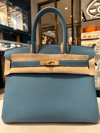 Thumbnail for Hermès Birkin 30 Bleu Jean Togo Leather Gold Hardware
