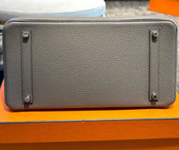 Thumbnail for Hermes Birkin 35 Taurillon Clemence Leather Etain Palladium Hardware
