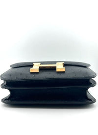 Thumbnail for Hermes Constance 18 Ostrich Leather Noir Rose Gold Hardware