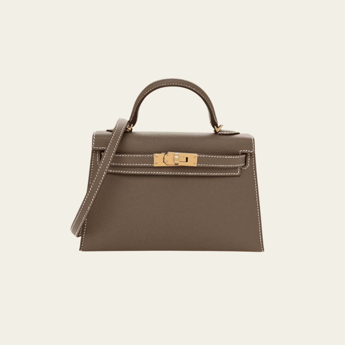 Hermès Etoupe Mini Kelly – Taupe Kelly Sellier Gold Hardware Mini Kelly ...