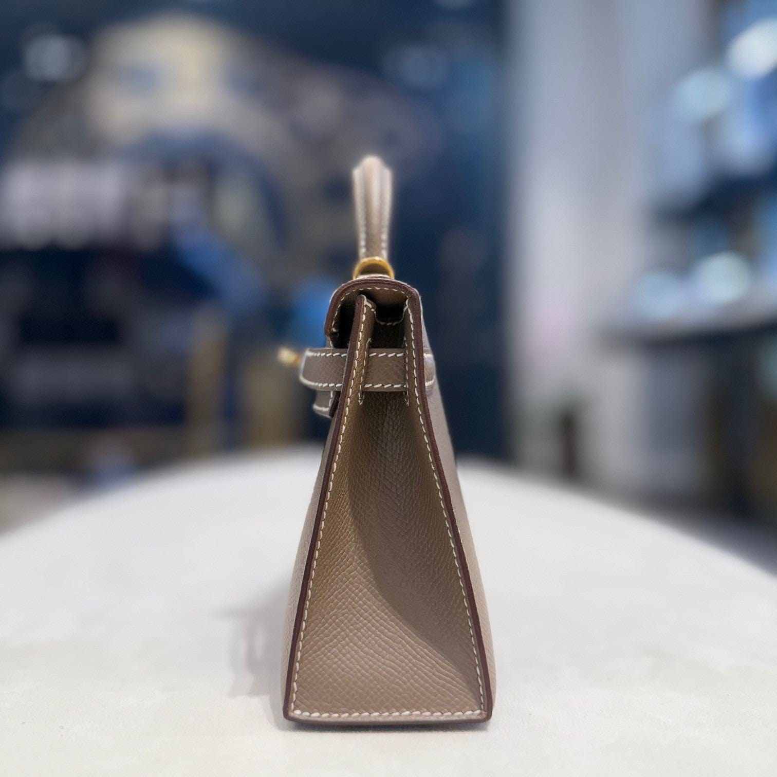 Hermès Etoupe Mini Kelly – Taupe Kelly Sellier Gold Hardware Mini