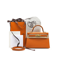 Thumbnail for Hermès Kelly 20 II Sellier Mini Epsom Calfskin Orange Gold Hardware