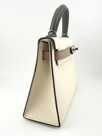 Thumbnail for Hermes Kelly 20 Mini Tri Color Epsom Leather Nata, Gris Etain, Chai Palladium Hardware