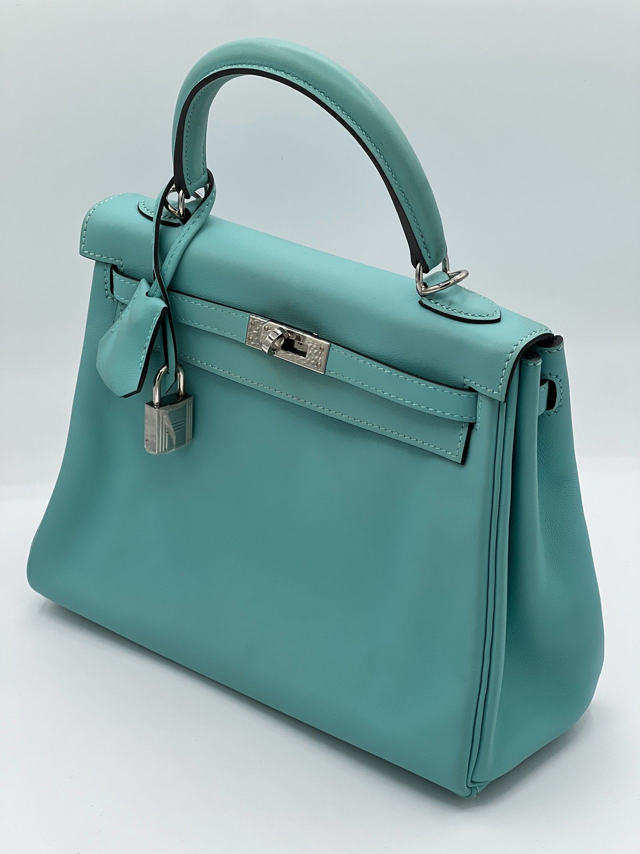 Hermes Kelly 25 (Pre 2017) Swift Bleu Atoll Palladium Hardware