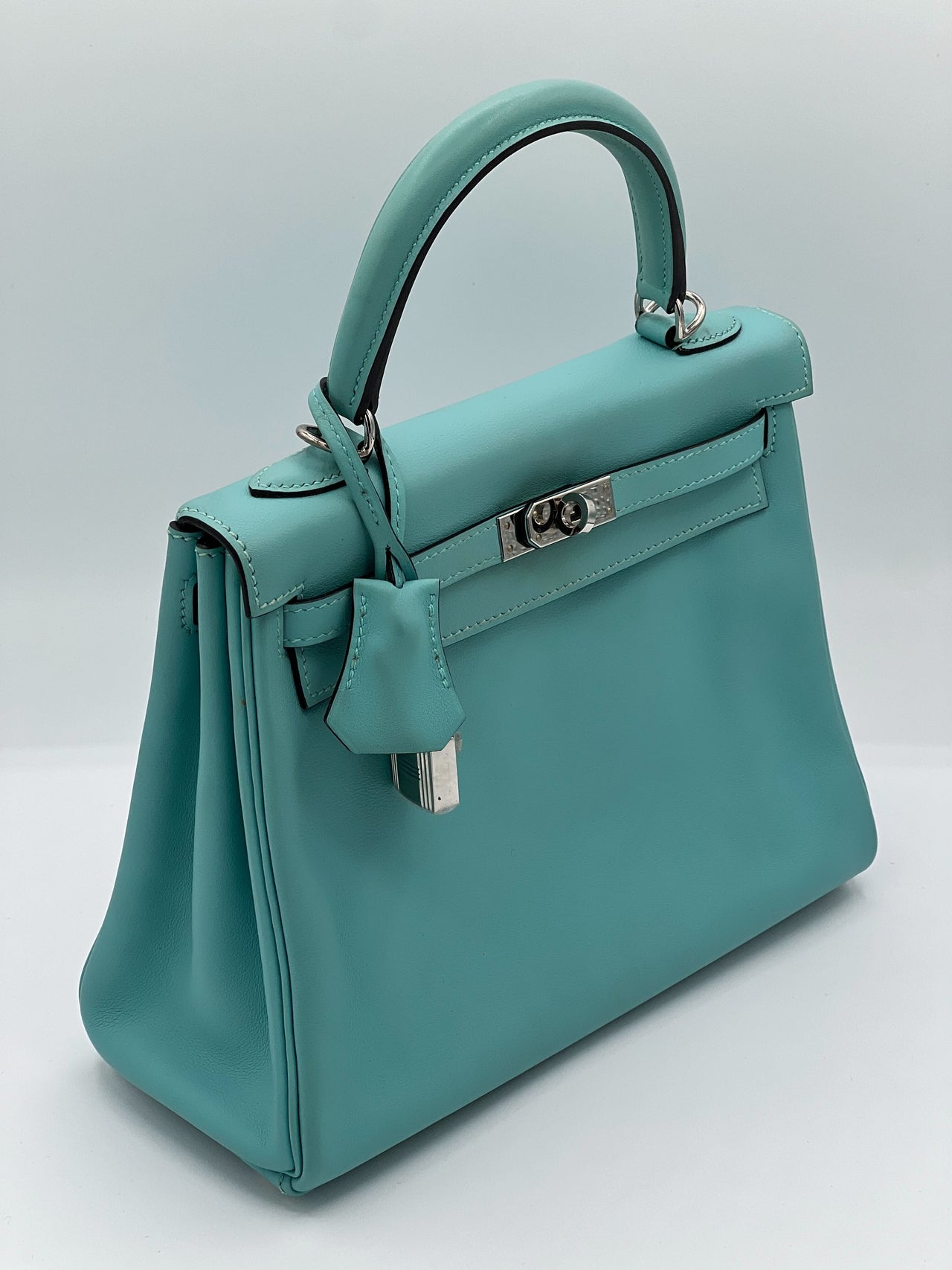 Hermes Kelly 25 (Pre 2017) Swift Bleu Atoll Palladium Hardware