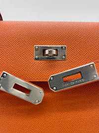 Thumbnail for Hermes Kelly 28 Epsom Potiron Orange Palladium Hardware Wrist Aficionado