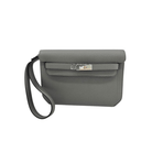 Hermes Kelly Depeches 25 Gris Etain Togo Calfskin Clutch Wrist Aficionado