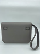 Hermes Kelly Depeches 25 Gris Etain Togo Calfskin Clutch Wrist Aficionado