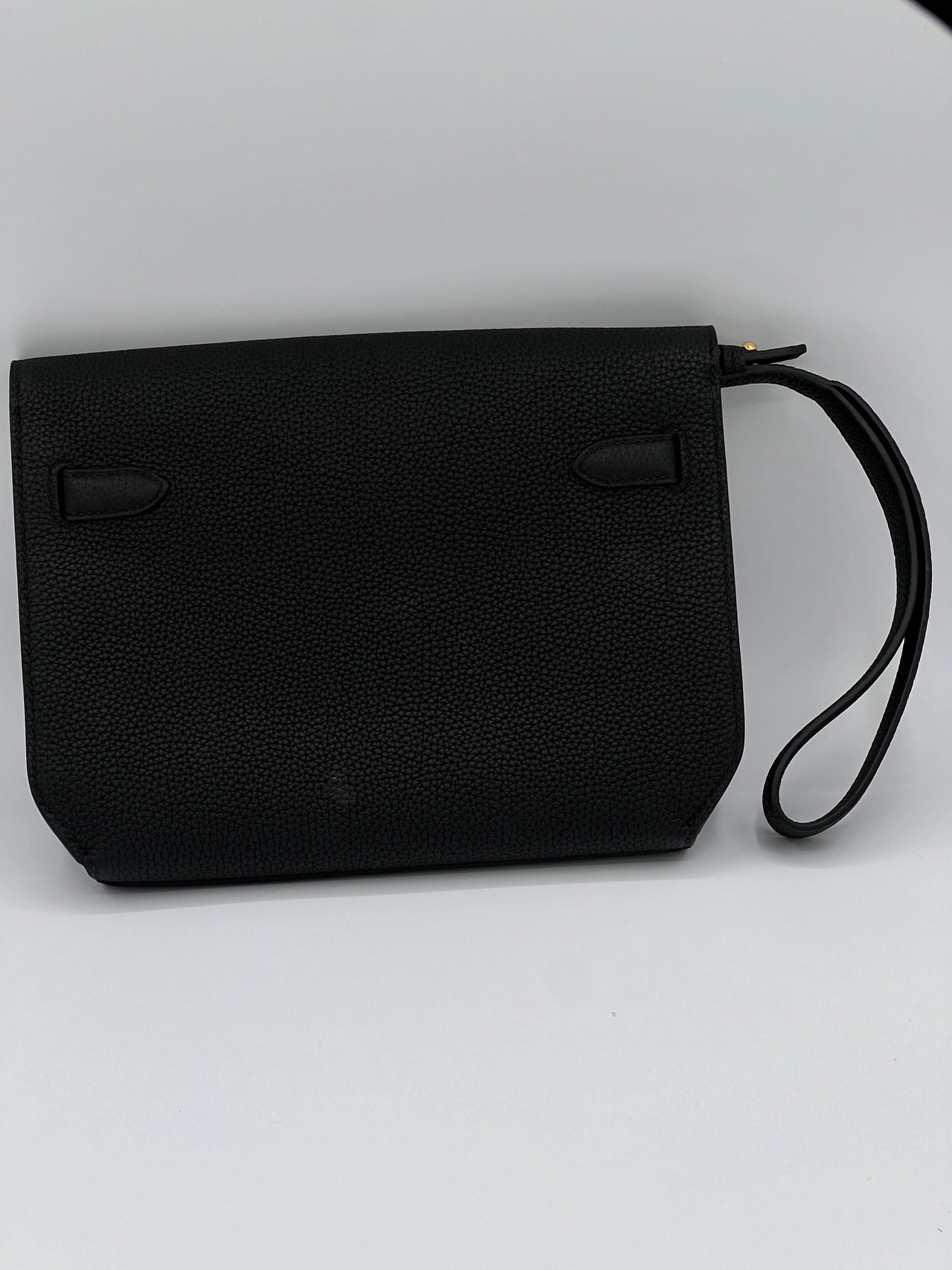 Hermès Kelly Depeches 25 Noir Togo Clutch Gold Hardware