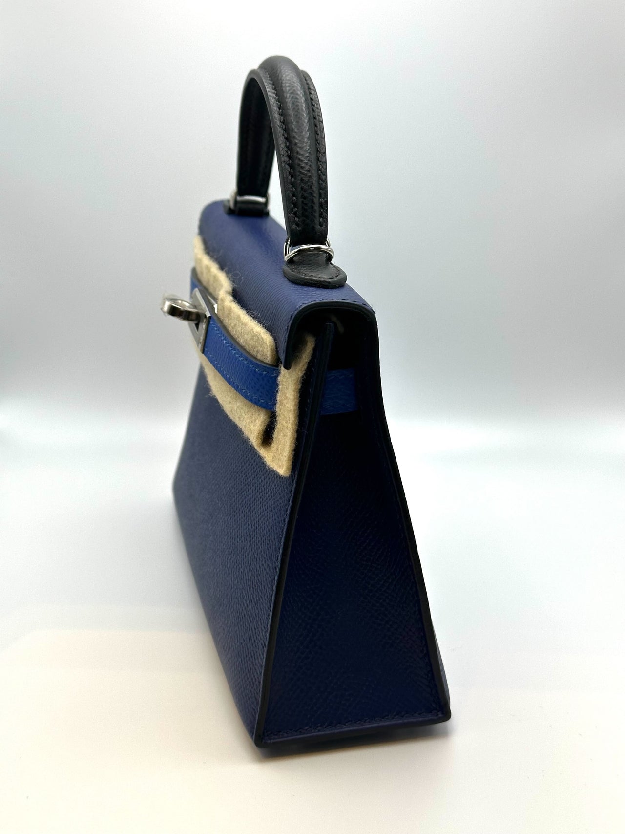 Hermes Kelly II Mini Epsom Tricolore Blue Saphir/Blue France/Black Palladium Hardware Wrist Aficionado