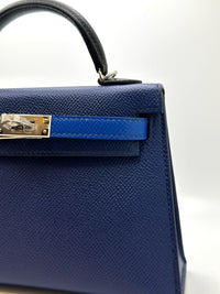 Thumbnail for Hermes Kelly II Mini Epsom Tricolore Blue Saphir/Blue France/Black Palladium Hardware Wrist Aficionado