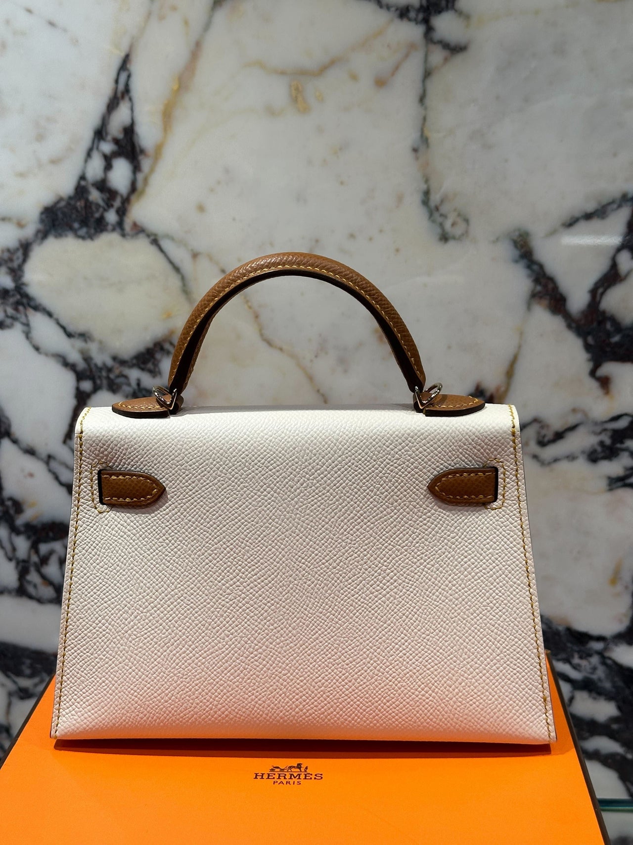 Hermès Kelly II Sellier Mini 20 Classic Skin Perso Craie Gold Special Order Palladium Hardware