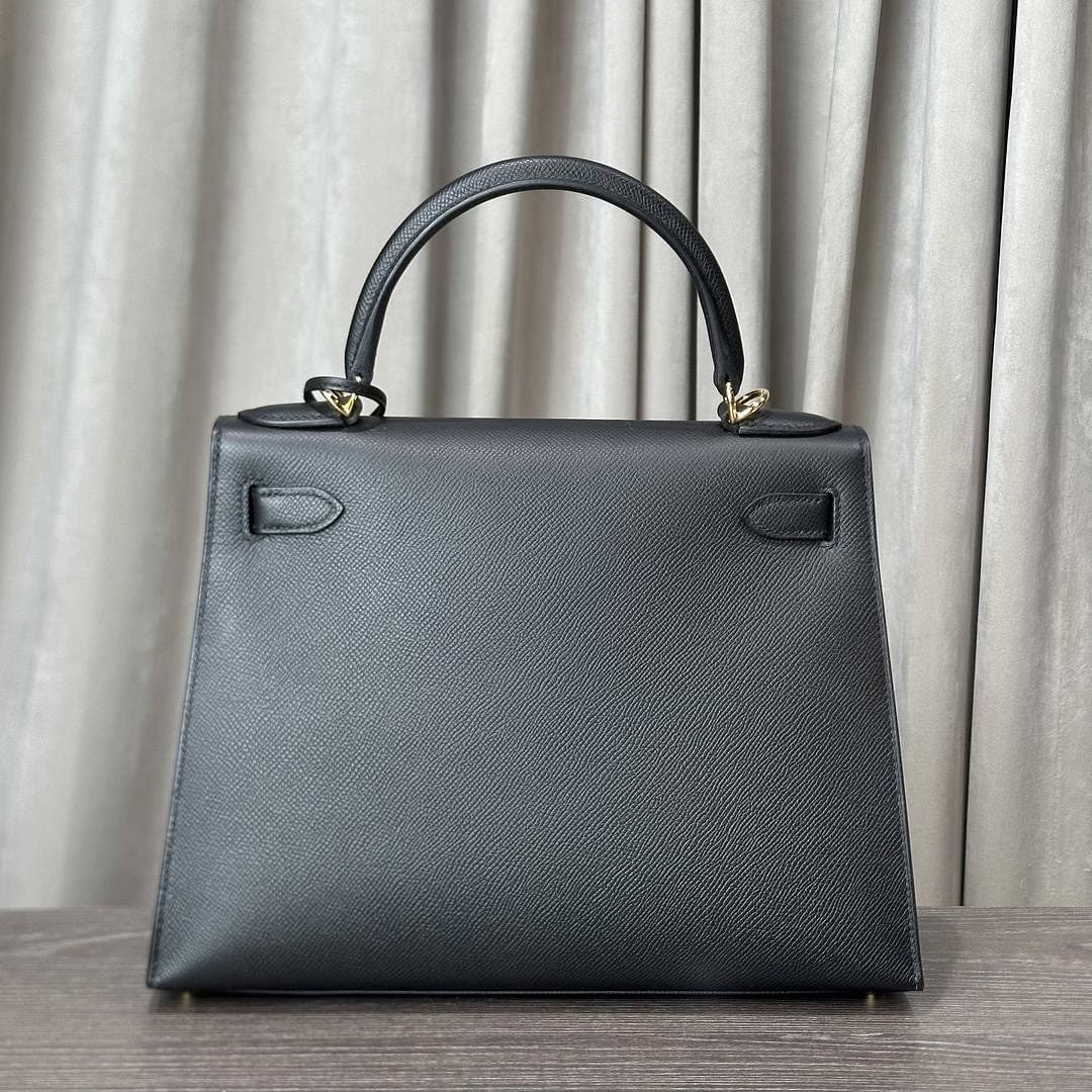 Hermes Noir Kelly Sellier 28 Epsom Gold Hardware