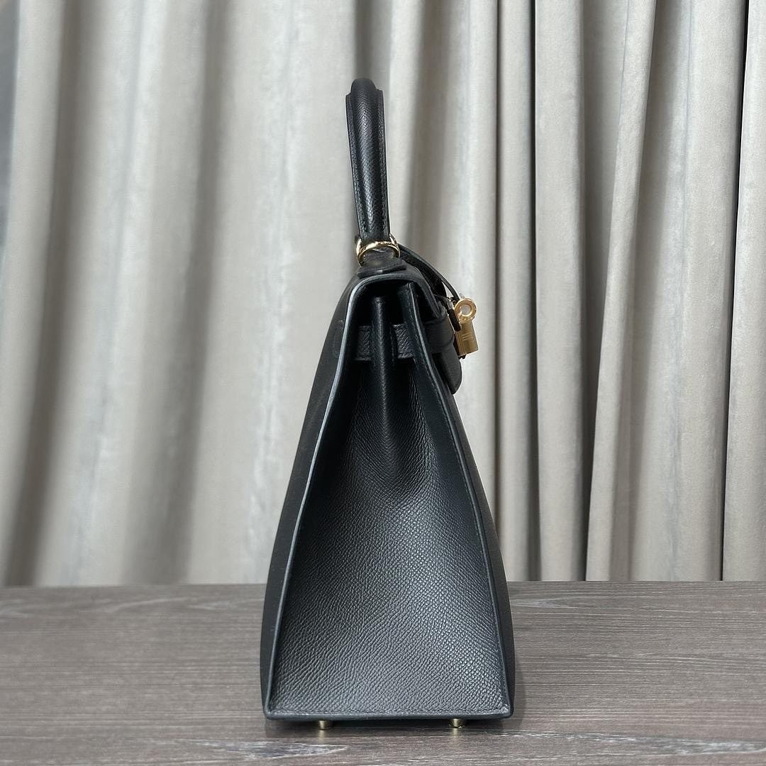 Hermes Noir Kelly Sellier 28 Epsom Gold Hardware