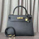 Hermes Noir Kelly Sellier 28 Epsom Gold Hardware