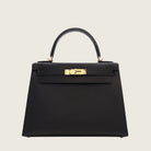 Hermes Noir Kelly Sellier 28 Epsom Gold Hardware