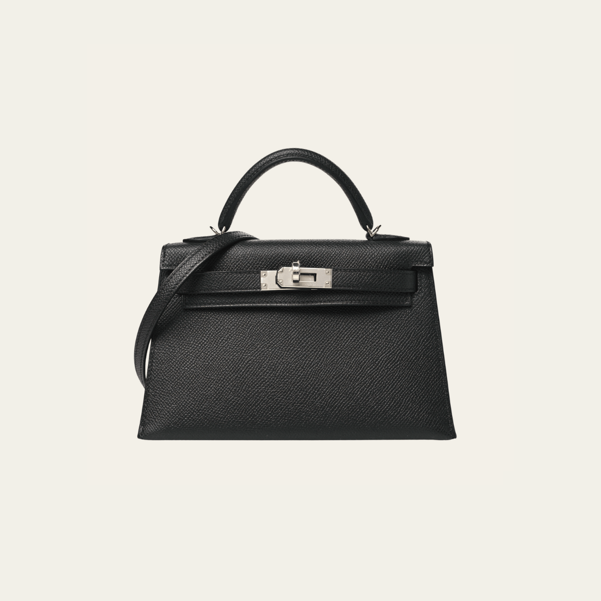 Hermès Noir Mini Kelly Sellier 20 Epsom Palladium Hardware