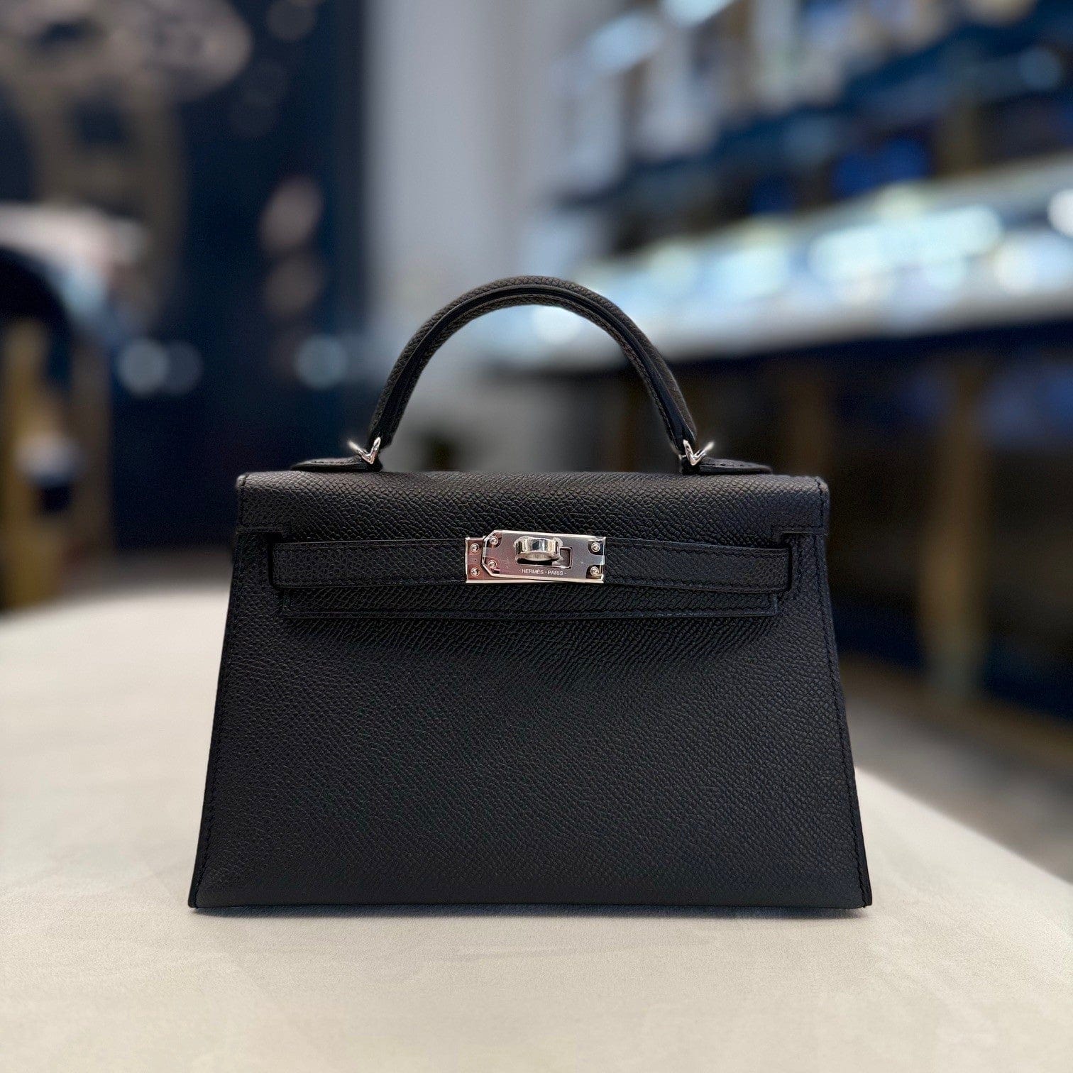 Hermès Noir Mini Kelly Sellier 20 Epsom Palladium Hardware