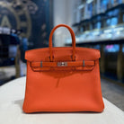 Hermès Orange Birkin 25 Togo Palladium Hardware