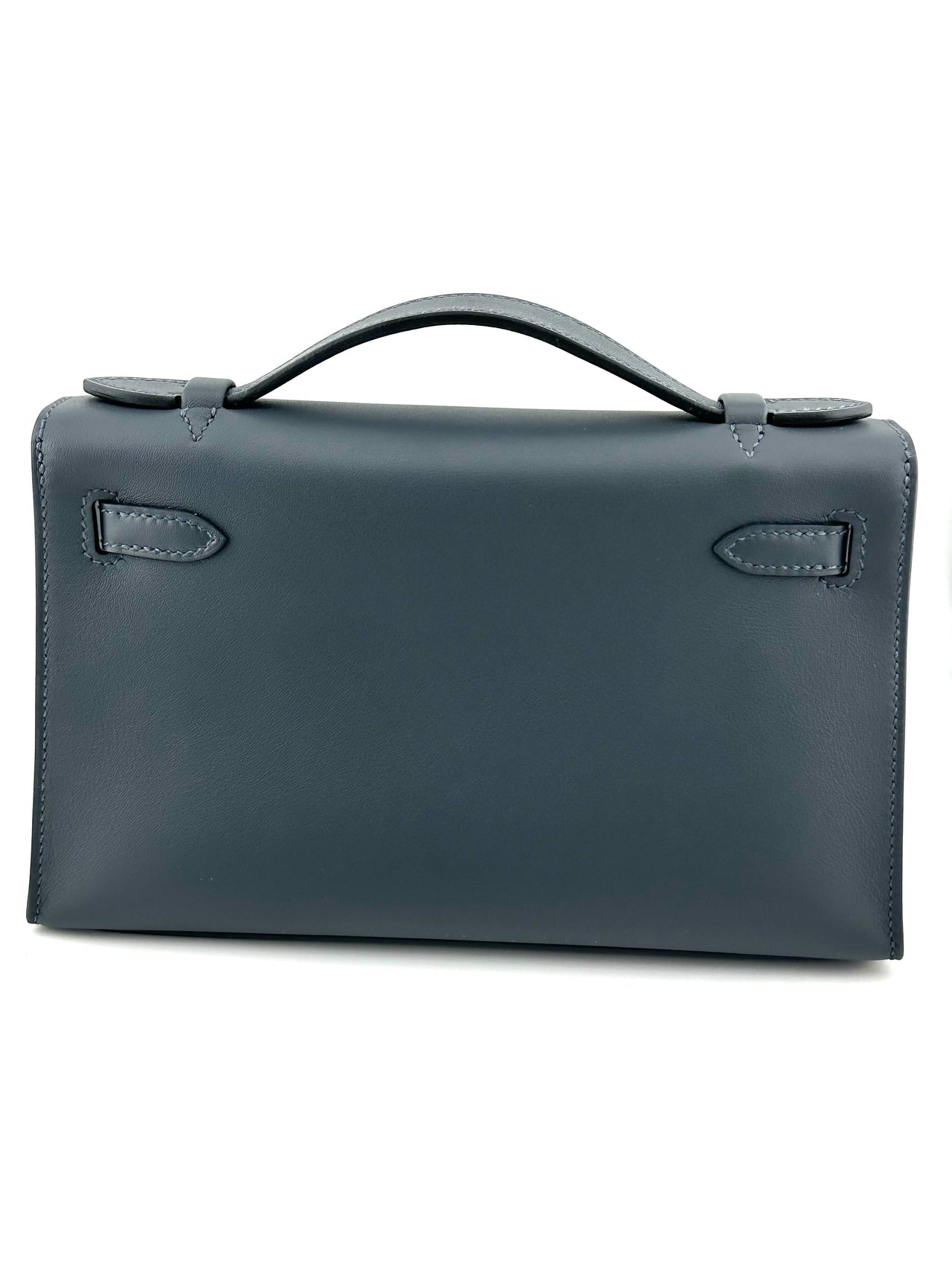 Hermes Pochette Kelly Mini Swift Leather Gris Palladium Hardware Wrist Aficionado