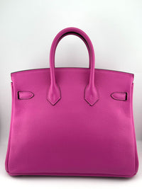 Thumbnail for Hermès Birkin 25 Novillo Leather Verso Magnolia/ Capucine Palladium Hardware